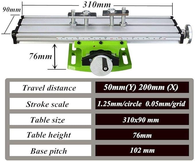 Mini Milling Machine Work Table Vise Portable Compound Bench X-Y 2 Axis Adjustive Cross Slide Table , for Bench Drill Press 12.2inches-3.54" (310mm 90mm)