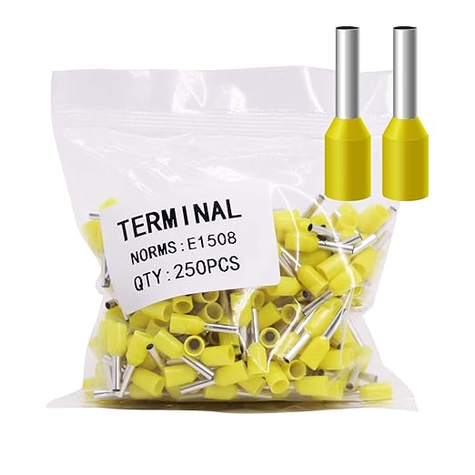 Fidioto AWG16 Wire Ferrules Terminals, 250pcs AWG16 Terminal Connector Wire Insulated Cord Pin Ends Terminals for Electric, Industrial, Chemical Industry, Power Control System, etc.