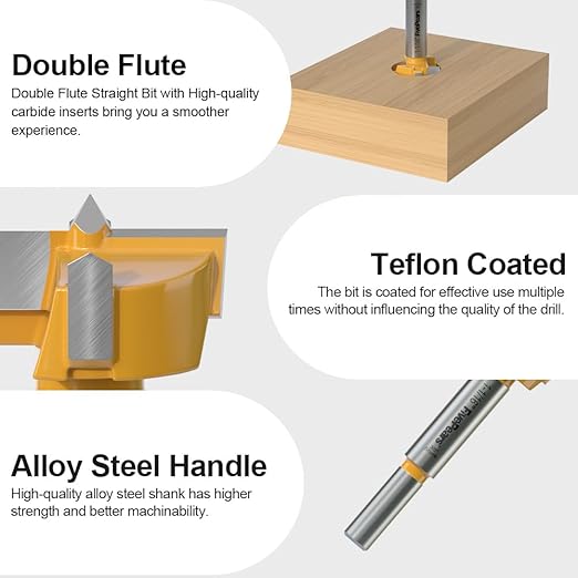 FivePears Forstner Drill Bit 3/8 inch Shank, 1-1/16 inch Cutting Diameter, Carbide Tipped Wood Hole Saw Auger Opener, Hole Opener Hinge Hole Cutter for Woodworking, Plastic, Plywood Products