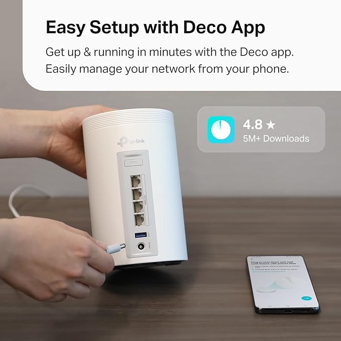 TP-Link Deco BE63 Tri-Band WiFi 7 BE10000 Whole Home Mesh System- 6-Stream 10 Gbps, 4x2.5G Ports Wired Backhaul, 4X Smart Internal Antennas, VPN, MU-MIMO, HomeShield, Free Expert Support (2-Pack)
