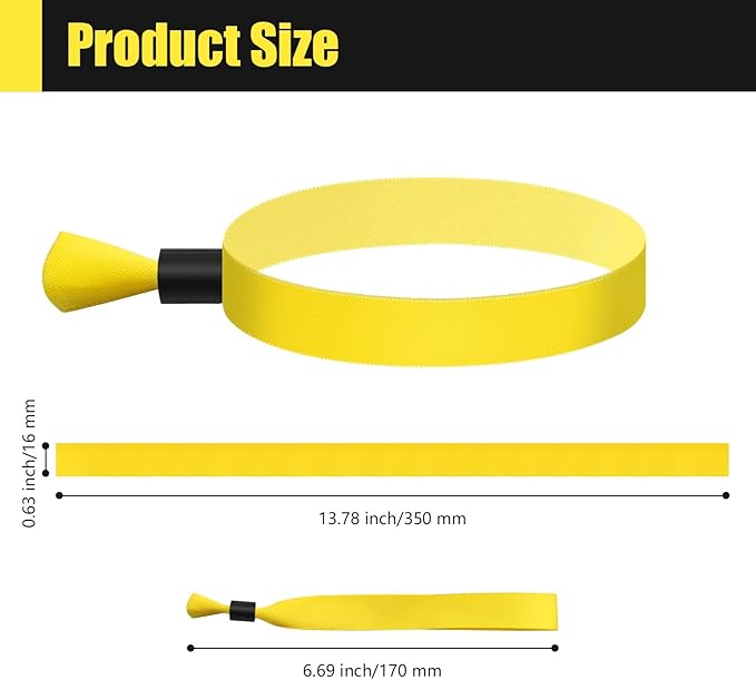 100 Pcs Cloth Wristbands, Disposable for Events, Colored Lightweight Concert Club Entrance Wrist Strap Party (Yellow)