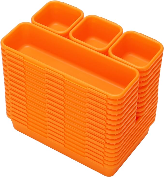 42 Pack Tool Box Organizer Tool Tray Dividers, Rolling Tool Chest Cart Cabinet Workbench Desk Drawer Organization and Storage for Hardware, Parts, Screws, Nuts, Small Tools Organization(Orange)