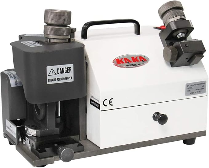 KAKA INDUSTRIAL TX-X3 4-14 mm Drill Bits and End Mill Re-Sharpener - Grinder with 6 Collets - Portable CNC Router Bit Sharpener - Adjustable Angle