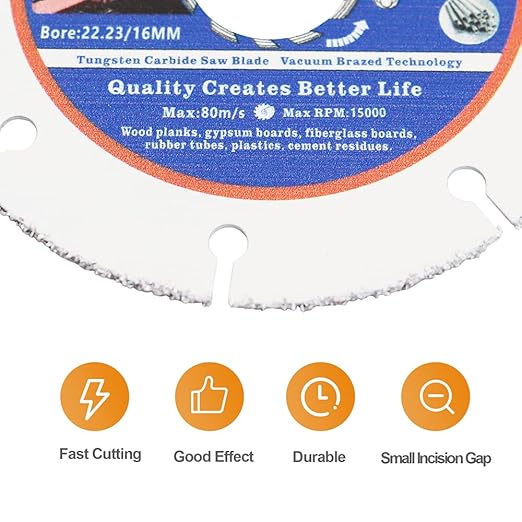 Carbide Multi Wheel,BRSCHNITT 10pcs 4 Inch (100mm) with Arbor 7/8"-5/8" Tungsten Carbide Cut Off Wheel for Wood,Laminate,Gypsum Board,Plastic for Angle Grinder Cutting Disc