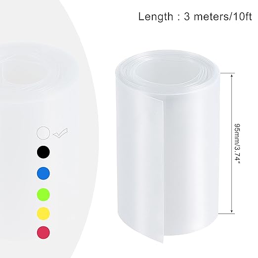 MECCANIXITY Battery Wrap PVC Heat Shrink Tubing 60mm Dia 95mm Flat 10 Feet(3meters) Clear Good Insulation for Battery Pack