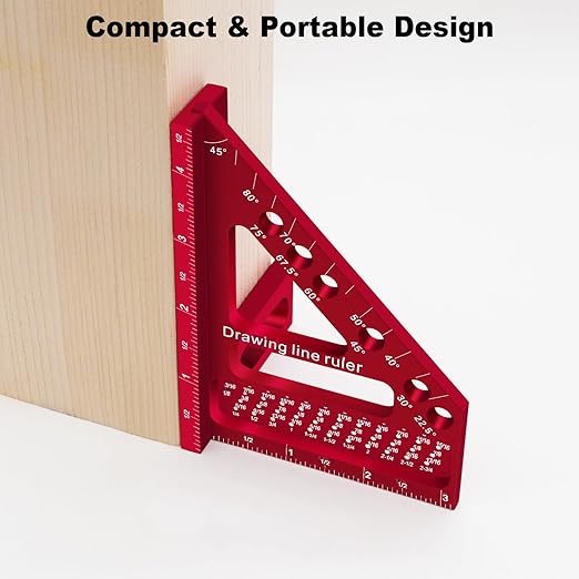 Woodworking Square Ruler 22.5-90 Degree - Premium Carpenter's Scribing Tool with Angle Pin, Multi-Angle Measuring for Engineering & Construction
