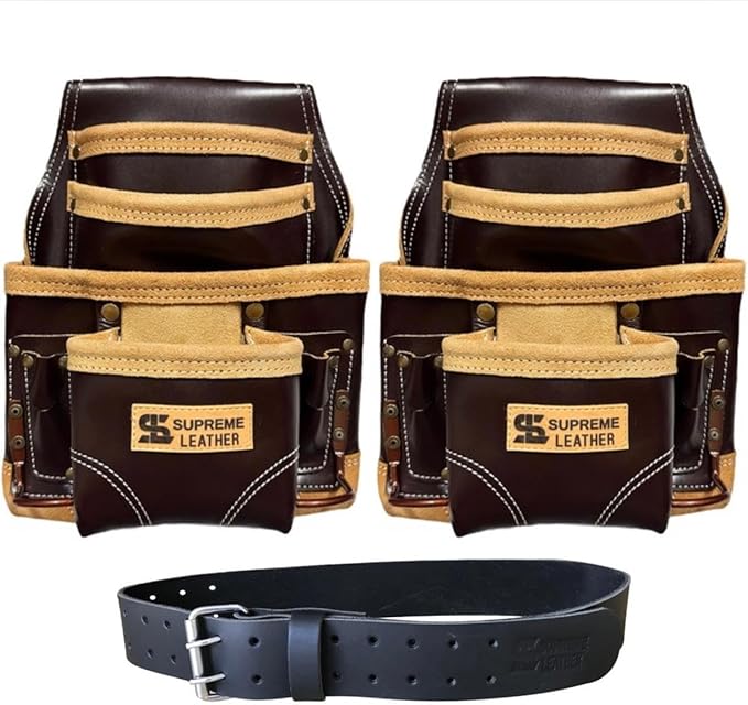 Professional Leather Tool Bag, Top-Grain Leather, Organizer, Protects Tools, Enhances Work Efficiency