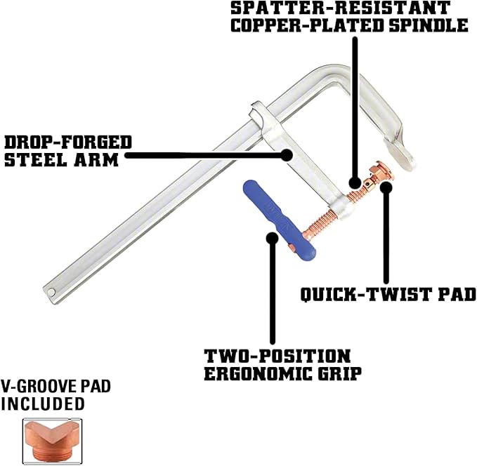Wilton Spark-Duty Heavy F-Clamp, 48" Opening, 7" Throat, 4880 Lbs. Clamping Force (Model 4800S-48C)