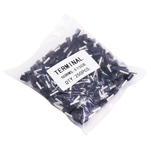 Fidioto AWG16 Wire Ferrules Terminals, 250pcs AWG16 Terminal Connector Wire Insulated Cord Pin Ends Terminals for Electric, Industrial, Chemical Industry, Power Control System, etc.