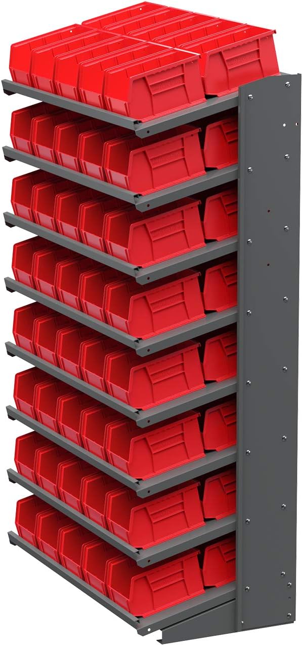 Akro-Mils 30237 AkroBins Plastic Hanging Stackable Storage Organizer Bins, 9-" x 6-" x 5-", Red, 12-Pack