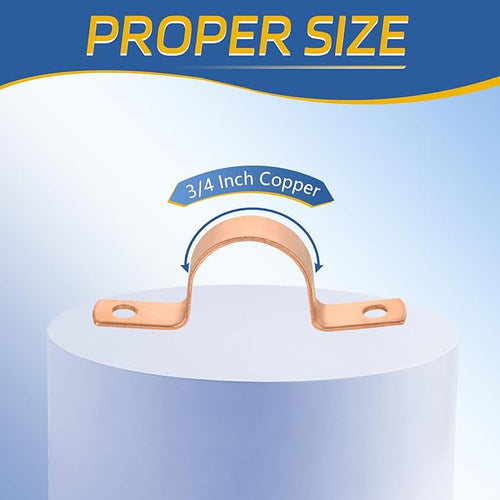 200-PACK GUOFIS 3/4Inch C x 3/4Inch C Copper Pipe Straps Clamp with Two Holes, Two-Hole Clamps Mount for Residential, Commercial(COPPER024-200Pack)