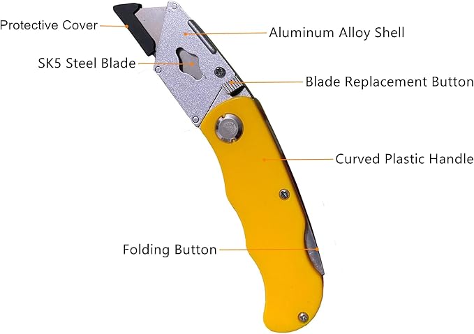 8-Pack Folding Utility Knife Box Cutter Folding with Extra 40 Blades, Foldable Box Cutters Knife for Cartons Boxes Cardboard Sheet Plastic, Razor Knife Utility Knives for Home Office