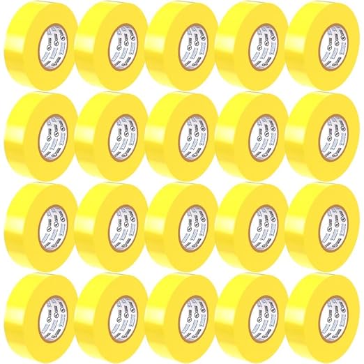 OHLECTRIC Professional Grade Vinyl Electrical Tape (20 Pack) Yellow - 7 Mil Thick Flame-Retardant, Heat & Weather Resistant 3/4 Inch x 60 Feet | Ideal for Contractors & Electricians