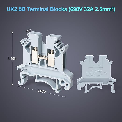 Terminal Block Kit, Rail Combined Terminal Block, Rail Type Voltage Terminal Accessories (Grey)