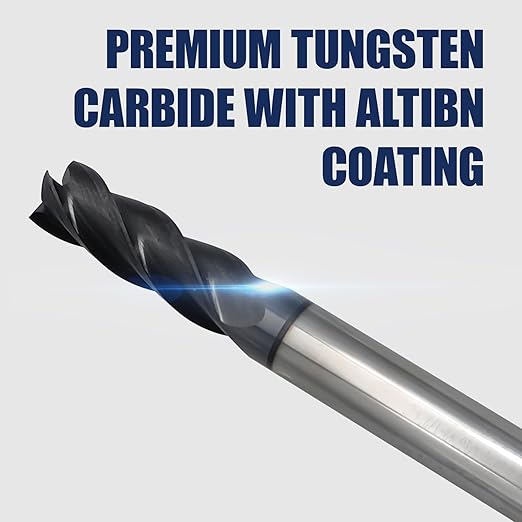 6 Pcs 3/16" Carbide Square End Mill, 4 -Flute TIALN Coated CNC Mill Bits for Steel, Alloy Steels, Hardened Steel, End Mills for Precision Milling Tasks, DIYers & Professionals