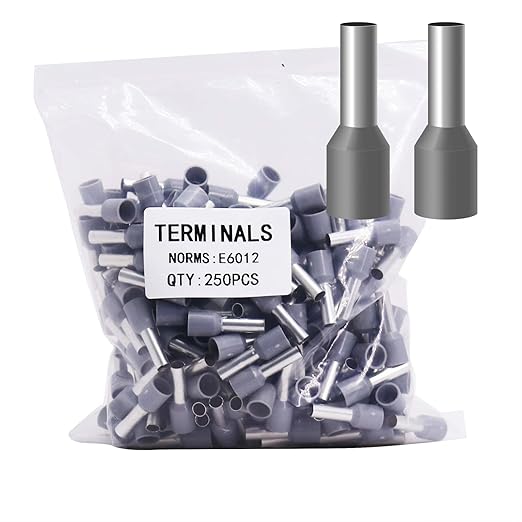 Fidioto AWG10 Wire Ferrules Terminals, 250pcs AWG10 Terminal Connector Wire Insulated Cord Pin Ends Terminals for Electric, Industrial, Chemical Industry, Power Control System, etc.
