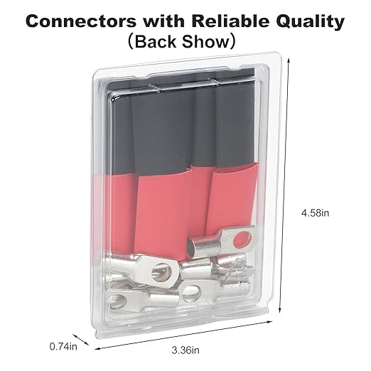 Thick Copper Electric Wire Lugs,10Pcs Tinned Copper Gauge 4Awg-5/16(M8) Ring Heavy Duty Battery Cable Lugs Ends Ring Terminals Connectors with 10Pcs 3:1 Heat Shrink Tubing Assortment Kit