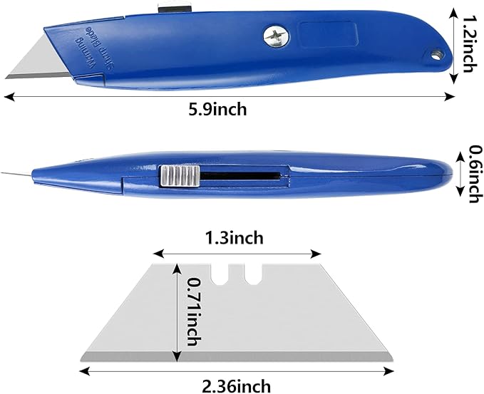 DIYSELF 30 Pack Box Cutter Heavy Duty Aluminium Shell Utility Knife | SK5 Steel Sharp Blade | Retractable Knife for Cutting Cartons Ropes and Cardboard | Home and Office Use (Blue)