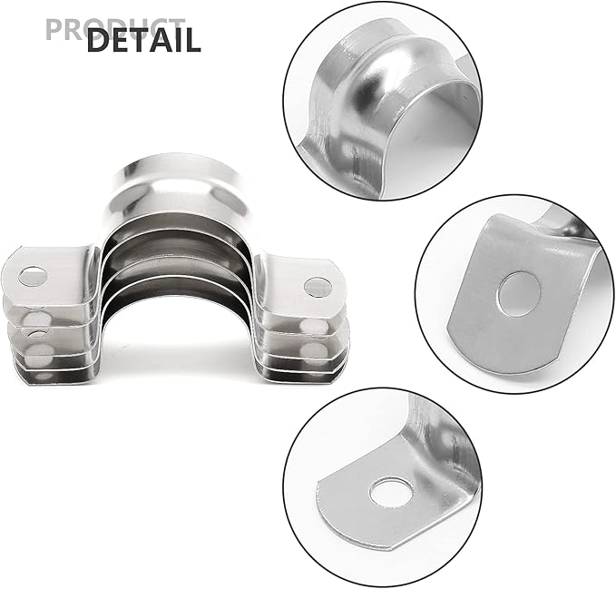 16Pcs 1 1/4 Inch Stainless Steel Conduit Clamps, Two Hole Strap U Bracket Rigid Pipe Strap Metal U Clamp Conduit Strap Tension Clips U-tube Clamp Heavy Duty