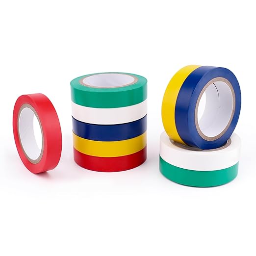Amazon Basics Electrical Tape, 1/2-inch by 6.66 yard, Multi-Color, 10-Pack, Great for General Home&DIY, Automotive, Electrical, Labeling and Craft Project (Previously AmazonCommercial brand)
