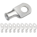 SELTERM 10pcs 4 AWG-3/8 Stud (X - Wide Pad) Tinned Copper Wire Lugs, Heavy Duty Battery Cable Ends,4 Guage Ring Terminals, UL Battery Lugs Marine Grade Copper Eyelets Battery Terminal Connectors