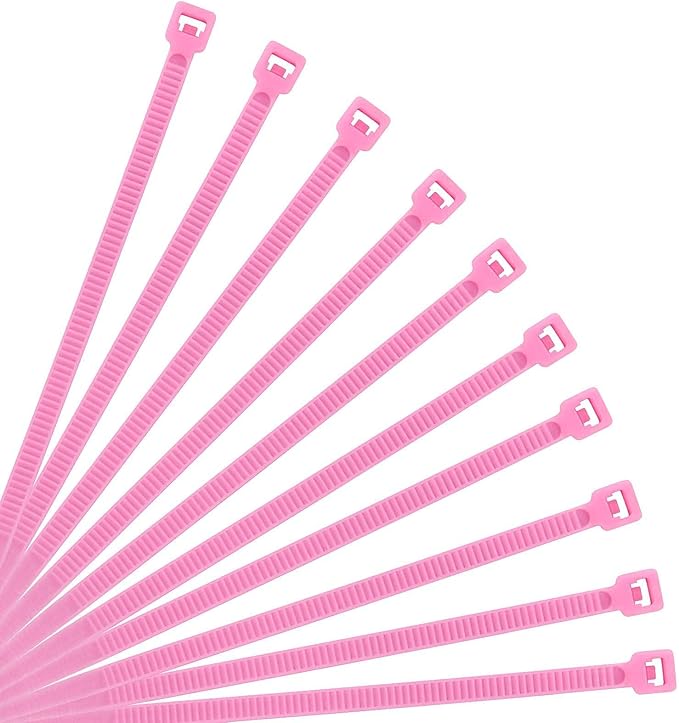 XINGO 10 Inch Cable Zip Ties (500 Pack), 40 Lbs Tensile Strength-Heavy Duty, Self-Locking Nylon Plastic Nylon Wire Ties for indoor and outdoor (Pink)