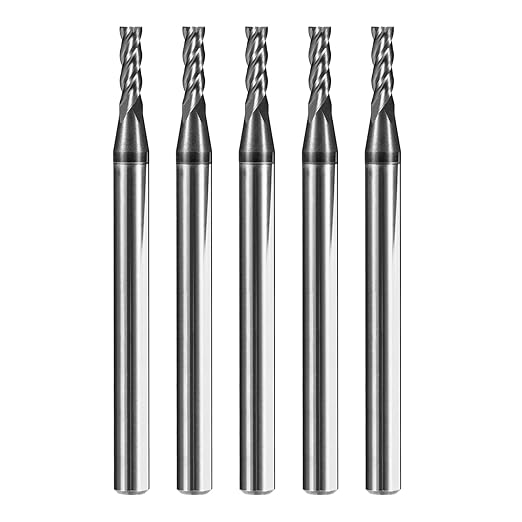 5pcs 5/64" Carbide Square End Mill Bits Set for Alloy Stees/Hardened Steels,Hrc55 Micro Grain Carbide Milling Cutter 4Flute CNC Router Bits with AlTiN Coating
