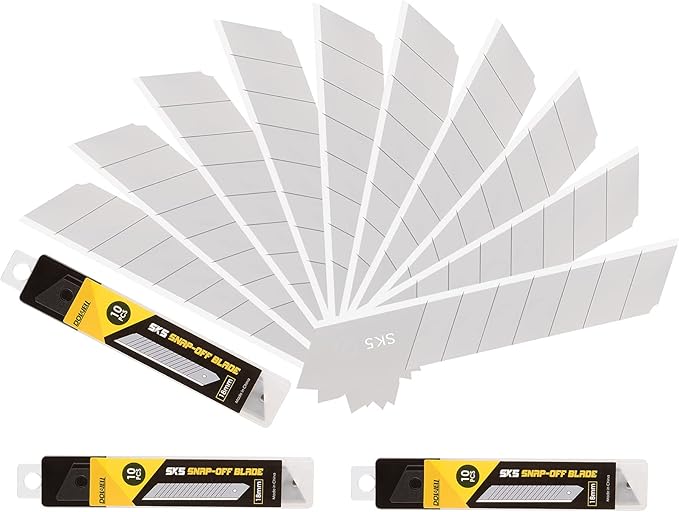 DOWELL 18mm Snap Off Blades SK5 Retractable Box Cutter Blades (30pc)