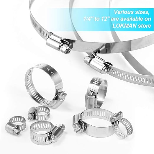 LOKMAN 20 Pack Stainless Steel Hose Clamp Adjustable 7/8'' - 1-1/4'' (18-32mm) Worm Gear Hose Clamp, Metal Fuel Line Pipe Clamp for Plumbing, Automotive And Mechanical Application