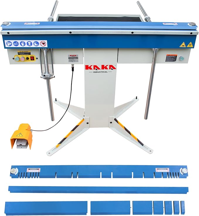 KAKA INDUSTRIAL Magnetic Pan and Box Brake, 48-Inch Electro Metal Brake Bender, 6-Ton 16-Gauge Box and Pan Brake, 220V Single Phase with Foot Pedal Control Siding Brake, Includes Clamp Bars EB-4816M