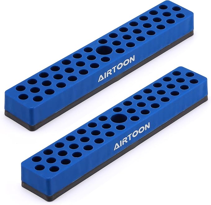 AIRTOON 2PCS 1/4" Magnetic Hex Bit Holder, 43 Holes Bit Storage with Strong Magnetic Base, Magnetic Screwdriver Bit Organizer, Blue