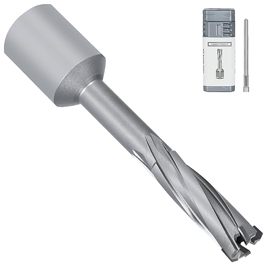 KEENTECH Carbide-Tipped Annular Cutter, 7/16" Diameter x 2" Depth, 3/4" Weldon Shank (2 Flat), High Speed Cutting TCT Mag Drill Bit with Pilot Pin for Harder Material, Stainless Steel, Cast Iron