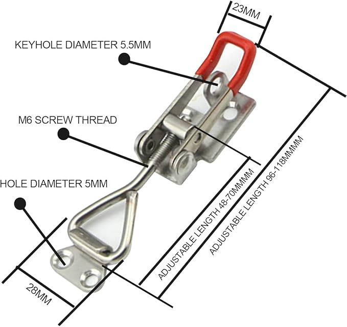 Toggle Latch Clamp 4002 Style,550Lbs Holding Capacity,Toggle Latches with Lock-Hole,Adjustable Heavy Duty Medium Latch for Smoker lid,ToolBox Cases and More (R4002 wiith keyhole -6PCS)