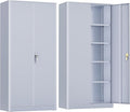 SUNCROWN 72" Metal Storage Cabinet - Heavy-Duty Metal Garage Cabinet with 4 Adjustable Shelves & 2 Doors for Tools, Office, Home, Workshop,Cement Grey-Small