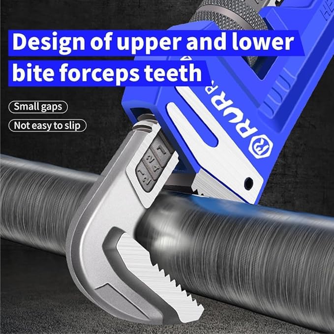 8-Inch Mini Pipe Wrench - Quick-Adjust, Soft Grip Handle - Straight Jaw Plumbing Tool for Pipe, Household Use, Vehicle Repai