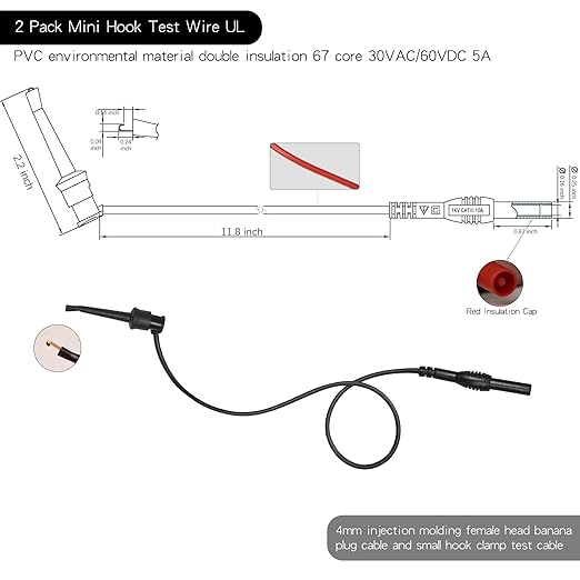 Silicone Multimeter Test Leads Kit, Banana Plug, Alligator Clips, Tester Hook Tip Test Clip for for Fluke Multimeter Electronic Clamp Meter Accessories
