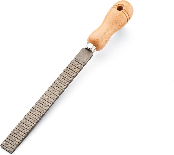 8” Flat File Tool - High Quality Steel Flat Metal File Woodworking Rasp with 4” Beech Wood Handle - Durable and Long-Lasting Wood Rasps for Woodworking to Level or Bevel Corners by Kings County Tools