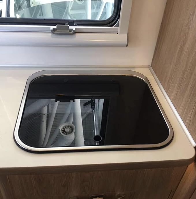 Folding RV Sink & Faucet Combo W/Lid, Bar Kitchen Sink 15 x 17 In Undermount Drop-in Sinks 304 Stainless Steel Single Bowl Workstation Sink Caravan Camper Van Boat Trailer Sink Hand Wash Basin