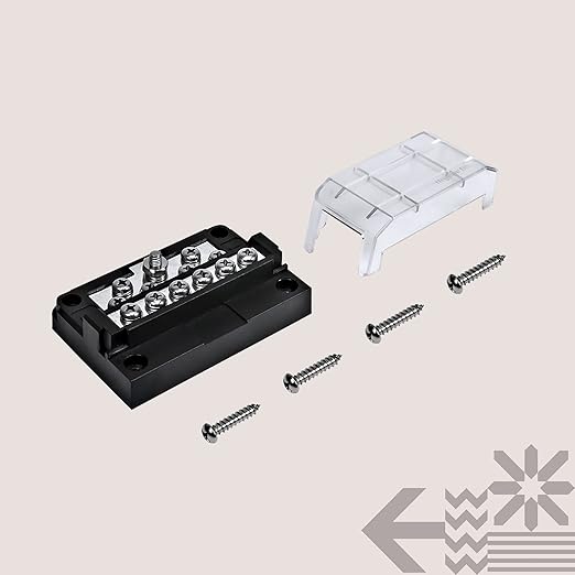 True Mods 12-Way Modular Ground Terminal Block [Expand with Up to 12 Fuses] [Protective Cover] [Copper Bus Bar] Negative Power Distribution Busbar for Truck Marine Boat Automotive Motorcycle UTV ATV