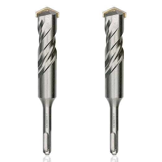 2-Piece 1" SDS Plus Drill Bits Rotary Hammer Drill Bit Set, Carbide Tipped for Drilling Concrete Cement Porcelain Tiles Ceramic Pots Stone Brick, Diameter 25mm, 160mm Long, SDS Plus Shank.