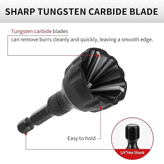 2Pcs Chamfer Tool Bolt Deburring Cutters Tool for Metal with Carbide Blades, Burr Remover Tool for 3D Printing, PVC, Metal Rod, Pipe, Reamer Thread Tool, 1/8'' to 3/4'' Diameter (3~19mm) Chamfer Bit