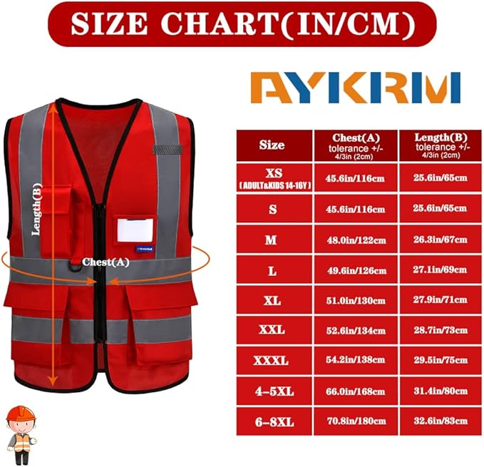 Red work vest mesh