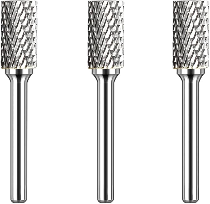 Carbide Burr Set 1/4" Shank SA-3 Die Grinder Bits Tungsten Double Cut Burr Bits (3/8" Cutter Dia X 0.86" Cutter Length) for Die Grinder Kits Metal Grinding Drilling Polishing (3pcs)
