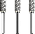 Carbide Burr Set 1/4" Shank SB-3 Die Grinder Bits Tungsten Double Cut Burr Bits (3/8" Cutter Dia X 0.79" Cutter Length) for Die Grinder Kits Metal Grinding Drilling Polishing (3pcs)