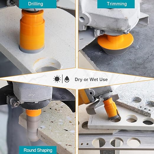 Tile Hole Saw Kit 15pcs - Diamond Core Drill Bits(1/4"-5") + 2pcs 4.5" Tile Blades + SDS Adapter for Ceramic Porcelain Marble
