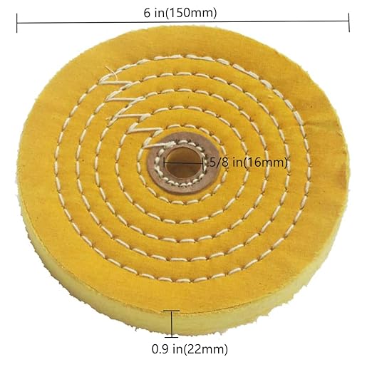 6 Inch Extra Thick Cotton Buffing Wheel,55 Ply Abrasive Cloth Fine Polishing wheel with 5/8 Inch Arbor Hole for Bench Grinder(Yellow)