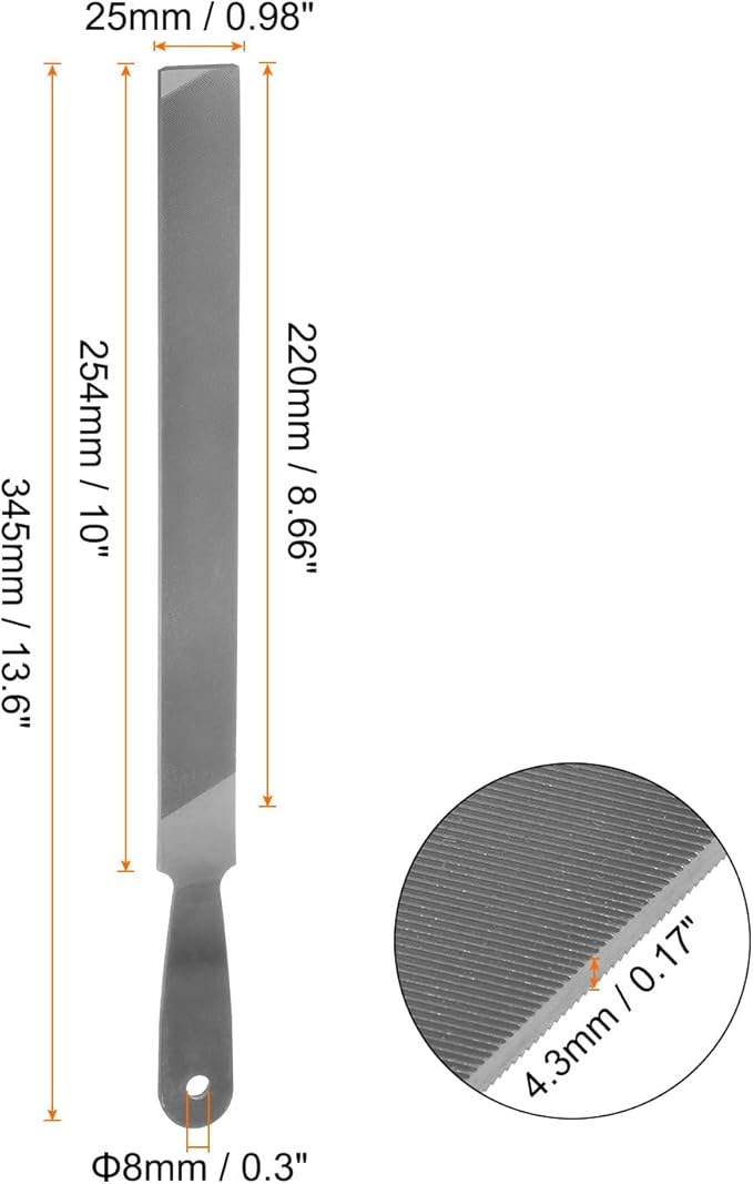HARFINGTON Farmers Own Files 10 Inch High Carbon Steel Single Cut Flat Hand Rasp File for Deburring and Removing Material