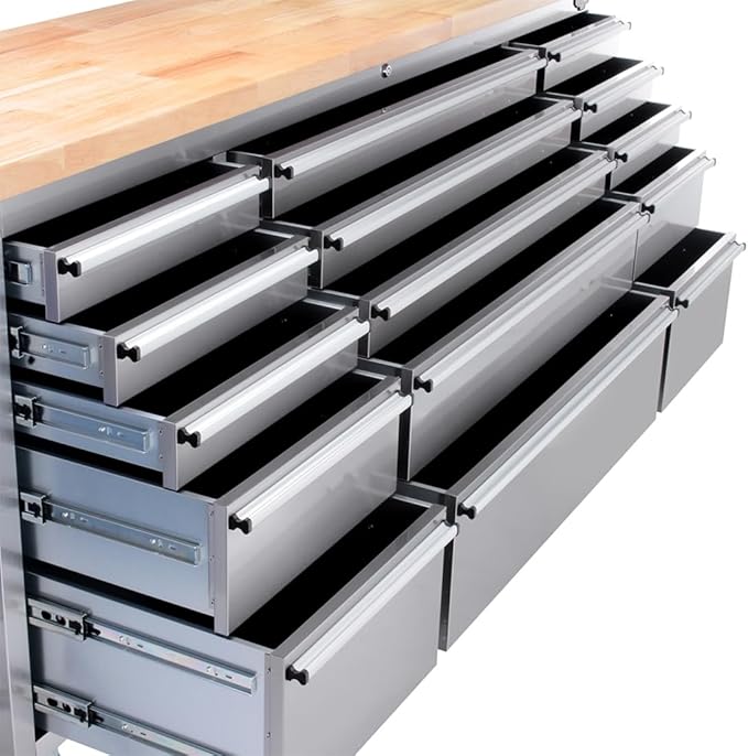 72 inch Tool Chest with 15 Drawers for Garage, Workbench and Repair Store, Tool Cabinet in Stainless Steel (72 inch - Stainless Steel)