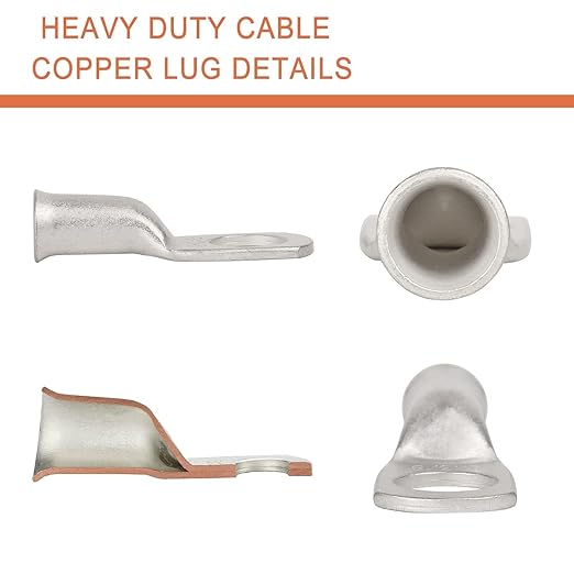 4 Pack 6 AWG 3/8 & 6 AWG 5/16 Lugs Tinned Copper Terminal,Marine Battery Welding Lugs Terminal Connectors with 8 Pieces Ratio 3:1 Dual Wall Adhesive Heat Shrink