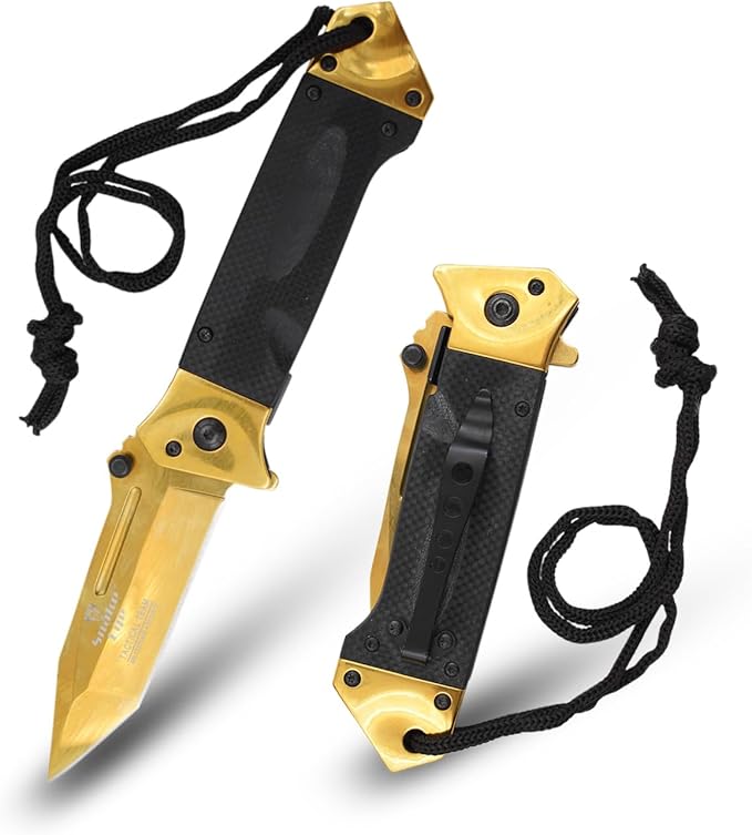 Snake Eye Tactical Heavy Duty Every Day Carry Folding Pocket Knife (Gold)